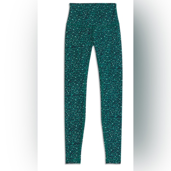 Lululemon teal green print wunder under leggings size 4 - Picture 1 of 1